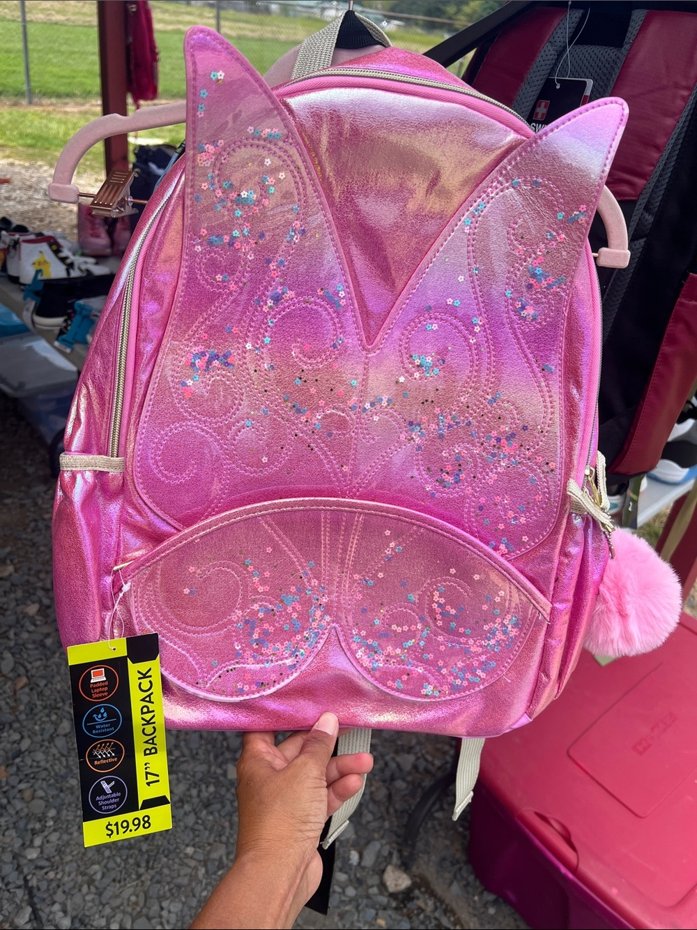 wonder nation Pink Glitter Butterfly Wings Backpack